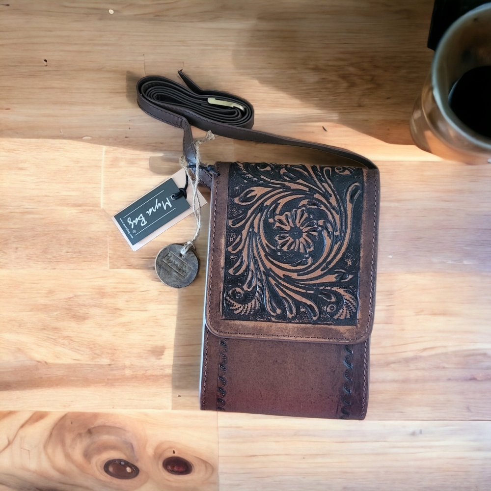 Myra Bag 100% Leather Royal Wave RFID Blocked Crossbody Wallet